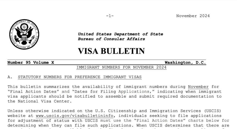 Visa Bulletin November 2024